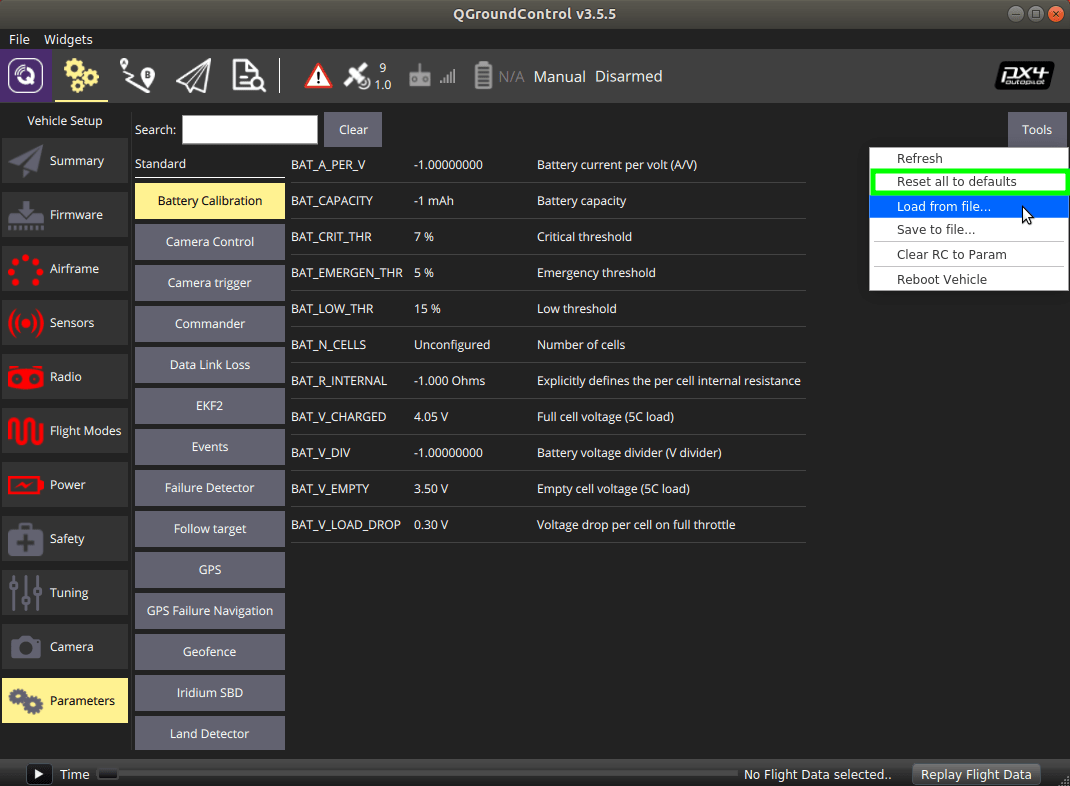 Upload PX4 Parameters  ModalAI Technical Docs